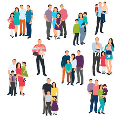 Obraz premium silhouette set of family on white background