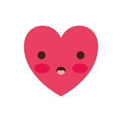 heart kawaii in surprised expression in colorful silhouette vector illustration
