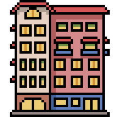 vector pixel art building city