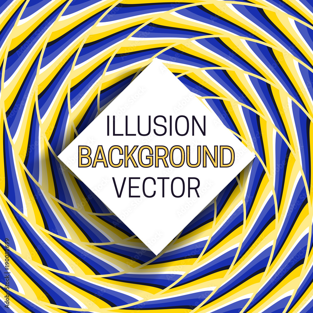 Poster square frame with shadow on illusion background of moving spiral pattern.