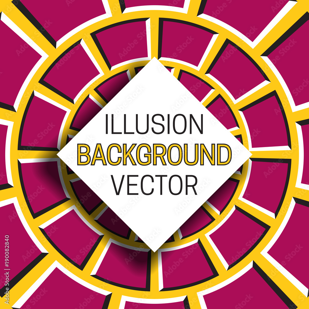 Poster square frame with shadow on illusion background of moving circular pattern.
