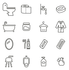 Bathroom or Shower Icons Thin Line Vector Illustration Set