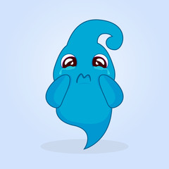 Cute cartoon monster. Crying ghost illustration 