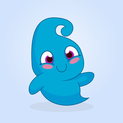 Cute cartoon monster. Happy ghost illustration 