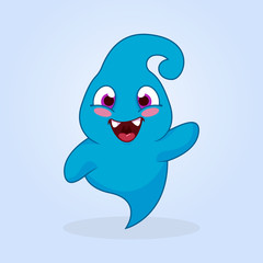 Cute cartoon monster. Happy ghost illustration 