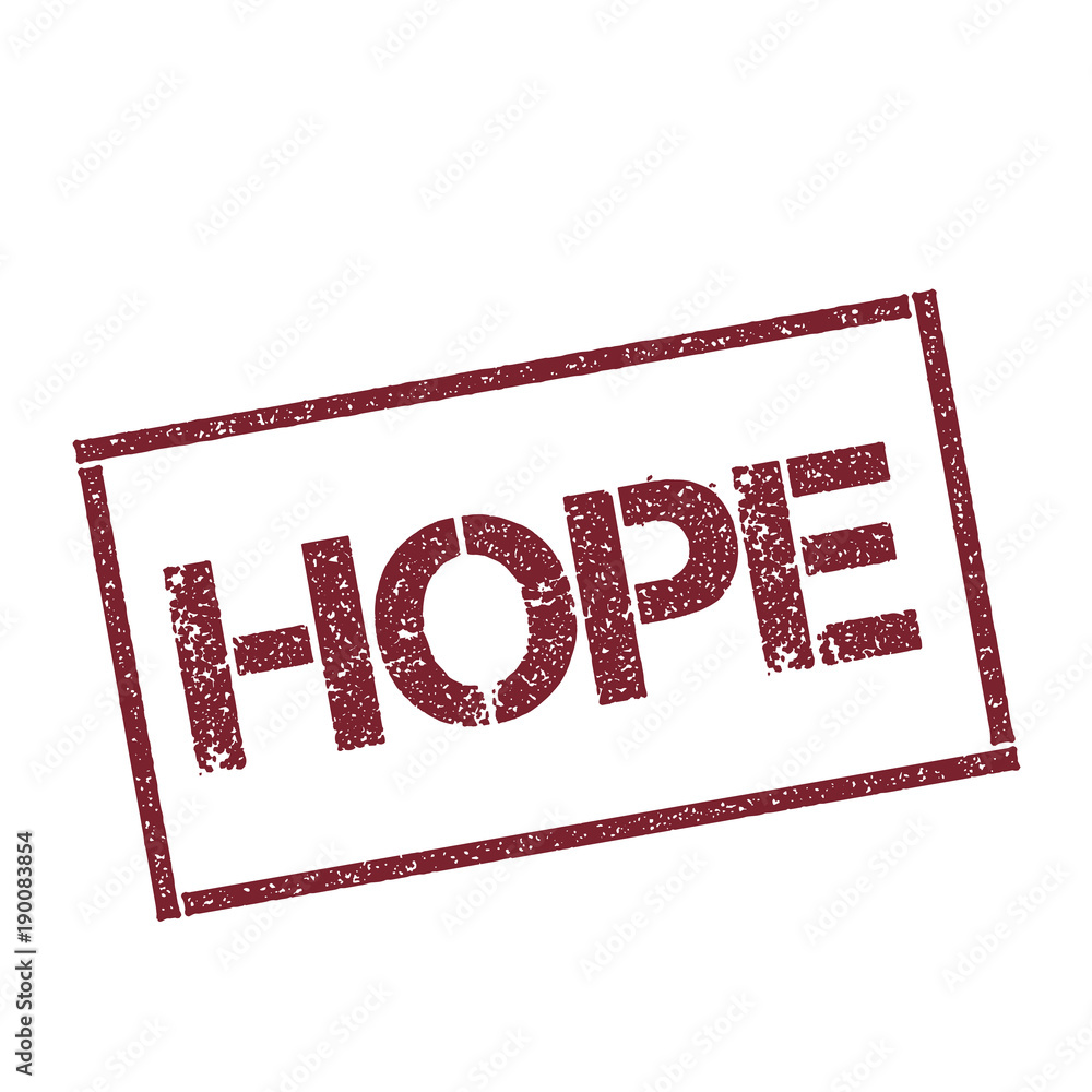 Poster hope rectangular stamp. textured red seal with text isolated on white background, vector illustratio