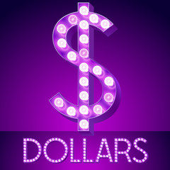 Vector Glowing Violet Chic Alphabet. Symbol 3