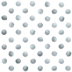 Silver glitter paint brush circle dot stains pattern of abstract dab smear smudge texture on white background. Isolated glittering silver paint ink splash stain for premium design template