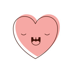 heart kawaii in frightened expression in watercolor silhouette vector illustration