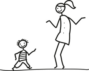 Mutter und Sohn, Frau mit Kleinkind - fröhliche Begegnung