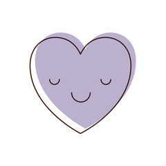 heart kawaii in calm expression in watercolor silhouette vector illustration