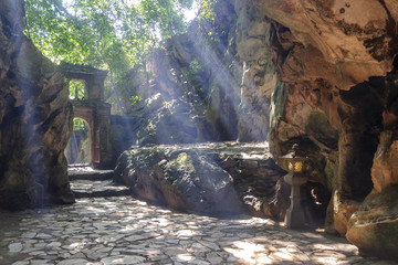 door of a sacred cave of the marble mountains in Vietnam.