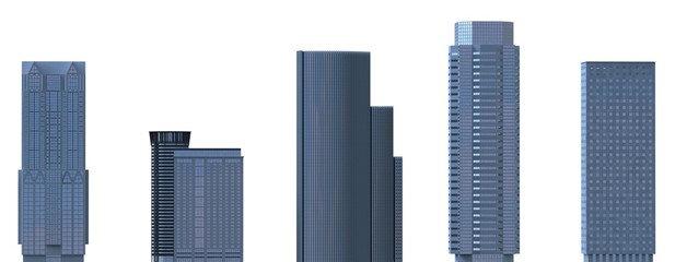 Skyscrapers 3D Illustration isolated on white background