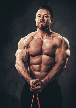 Man showing his muscular body