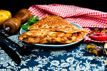 Homemade french buckwheat galette on the table