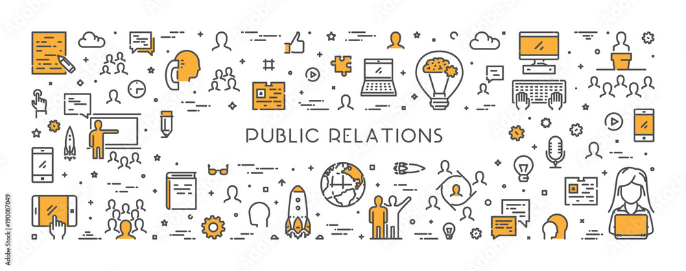 Poster vector line web concept for public relations