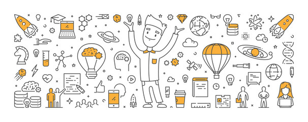 Vector line web banner for creative