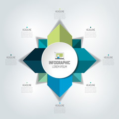 8 steps connected circle, round arrows  infographic. Vector illustration.