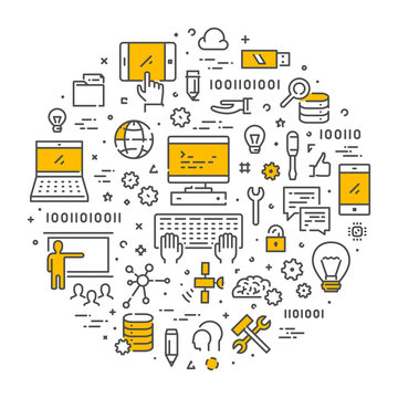 Line web concept for computer science