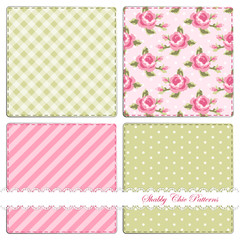 Set of four cute retro patterns in shabby chic style