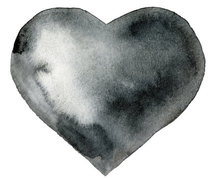 watercolor black heart