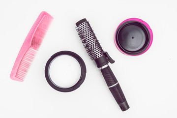 
Hair Cosmetic Treatment Mask With Accessories On White Background