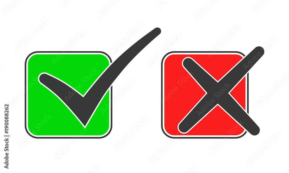Aufkleber square frames with yes and no check marks. vector illustration.