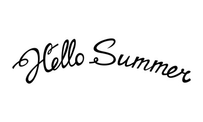 Hello Summer black text on a white background.