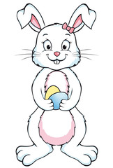 Obraz na płótnie Canvas Cute Easter Bunny Girl with Easter Eggs Icon