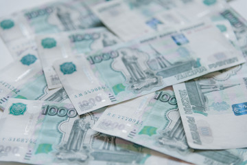 Obraz na płótnie Canvas Money in Russia. Banknotes one thousand rubles.