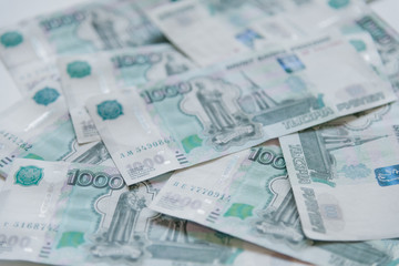 Money in Russia. Banknotes one thousand rubles.