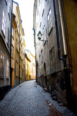 Narrow street in old town of Stockholm