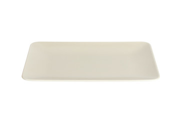 Empty white matte rectangular plate isolated on white background