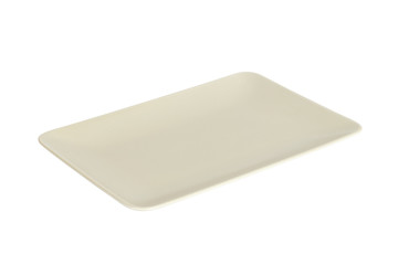 Empty white matte rectangular plate isolated on white background