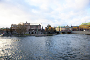 Landmarks in Stockholm at winter