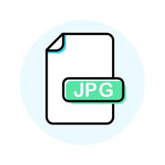 JPG file format, extension color line icon