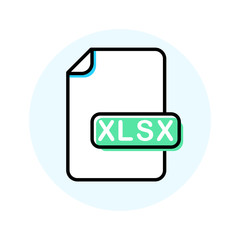 XLSX file format, extension color line icon