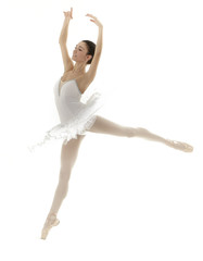 ballerina dancing on white background