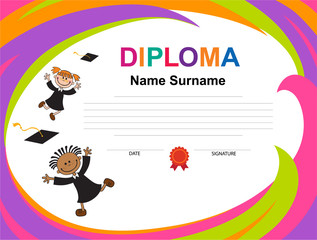 Kids Diploma certificate background design template