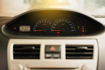 Fototapeta premium Dashboard of mileage car,Speed meter is gauge that measures and displays