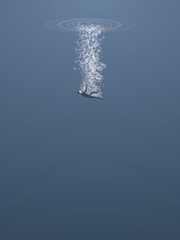 Businessman sinking and drowning in sea vector concept. Symbol of failure, bankruptcy, financial crisis.