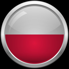 Obraz premium Polish flag glass button vector illustration