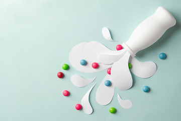 Yogurt bottle with splashes and vitamins