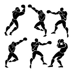 Boxing match. Silhouette of professional boxer