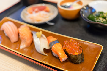 Sushi Japanese food on Long plate 