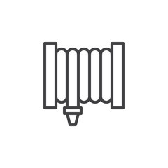 Fire hose reel line icon, outline vector sign, linear style pictogram isolated on white. Fire safety symbol, logo illustration. Editable stroke