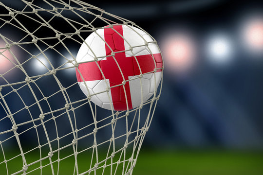 English soccerball in net
