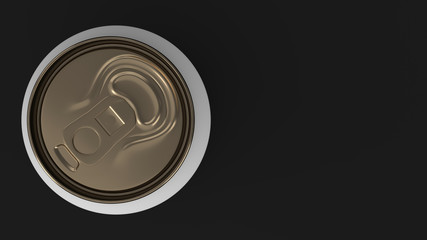 Blank small white and gold aluminium soda can mockup on black background