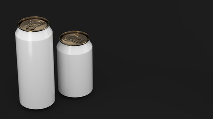 Big and small white and gold soda cans mockup