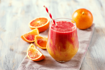 Colorful smoothie, healthy detox with blood oranges